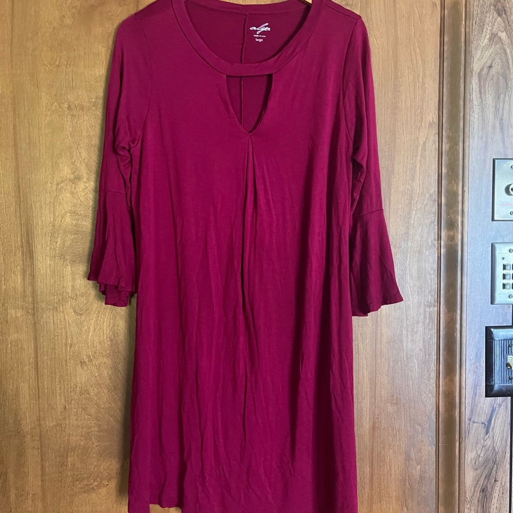 Alya Red Asymmetrical Cut-Out Tunic Dress